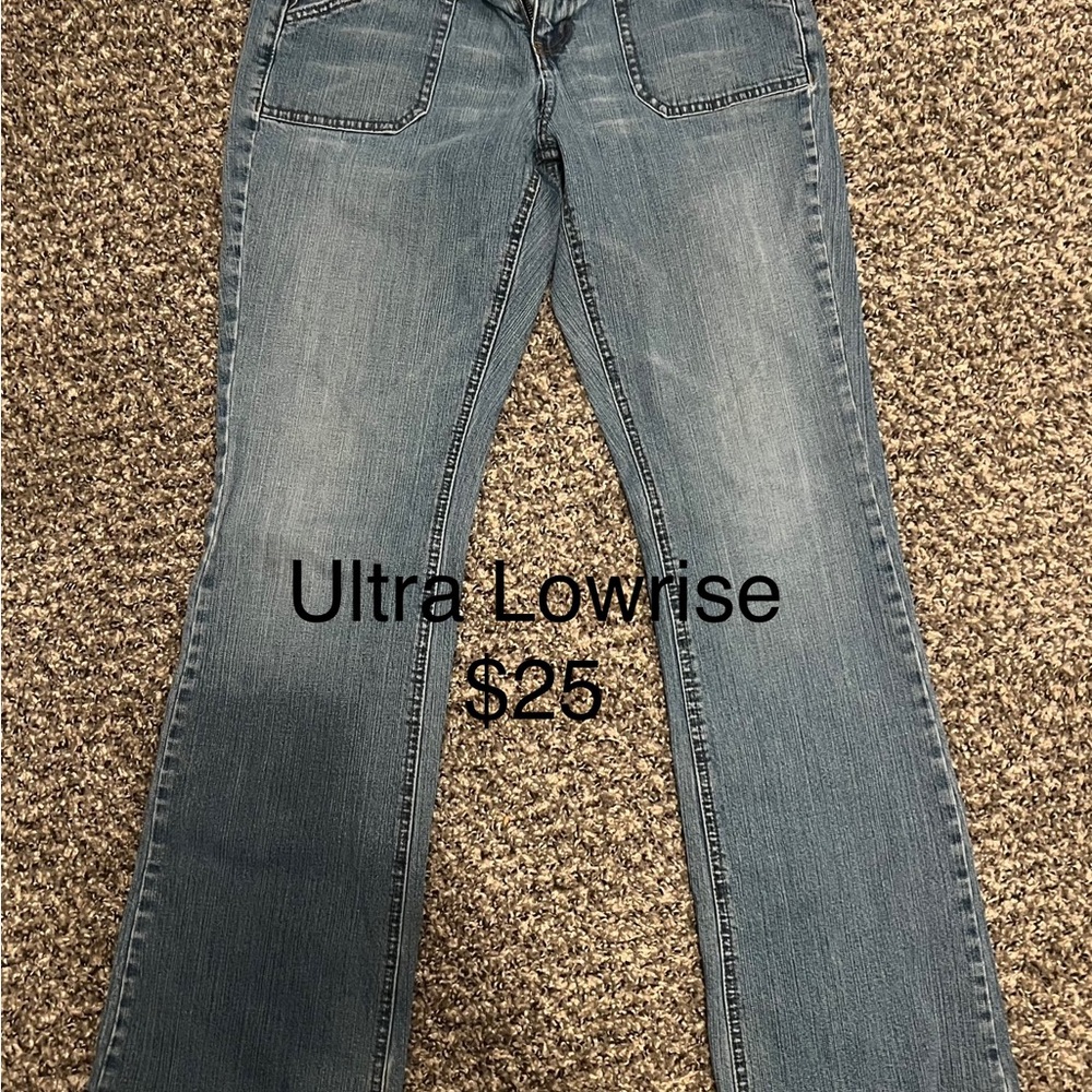 Vintage Ultra Low Rise Ashley By 26 International Blue Flare Jeans